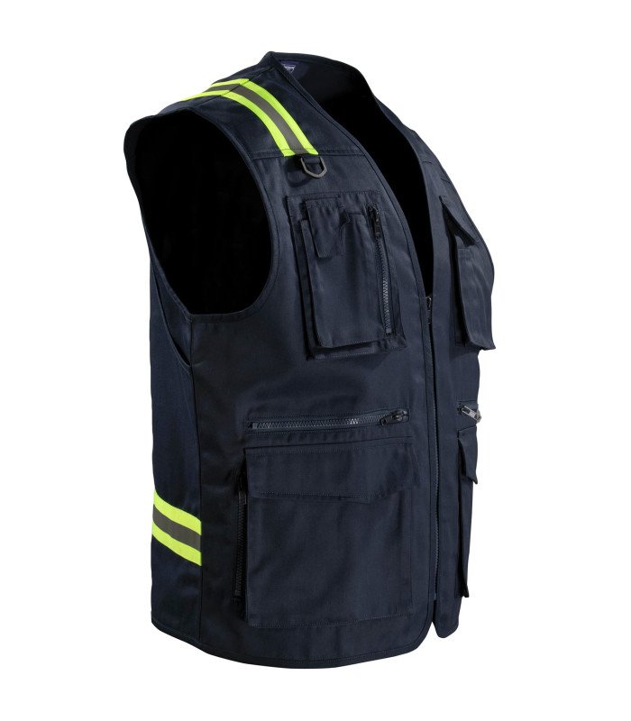 [124410] Chaleco Geólogo Gabardina Dual Hi-Vis Con Cinta Día Y Noche Hombre