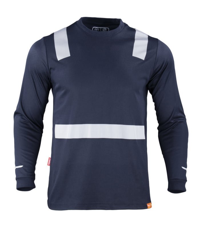 [12810] Polera Hibrida Con Cinta Reflectiva Manga Larga Hombre
