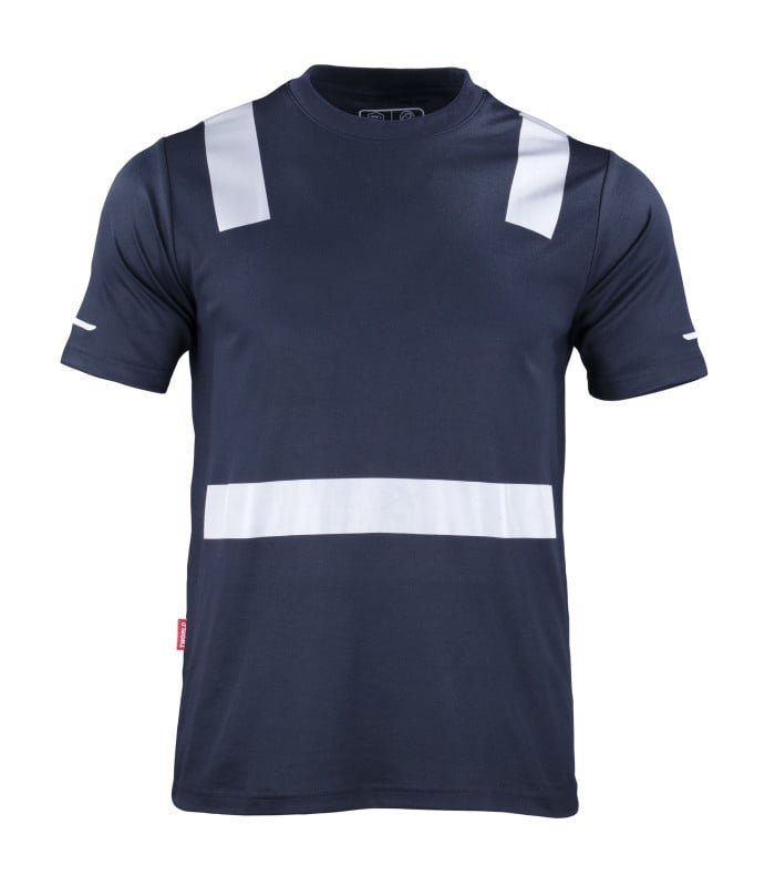 [12610] Polera Hibrida Con Cinta Reflectiva Manga Corta Hombre